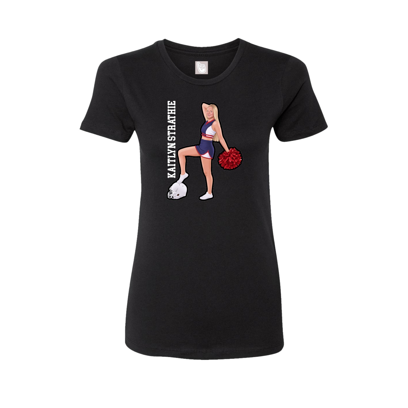 Fitted Women's Tee — Name Vertical in Black