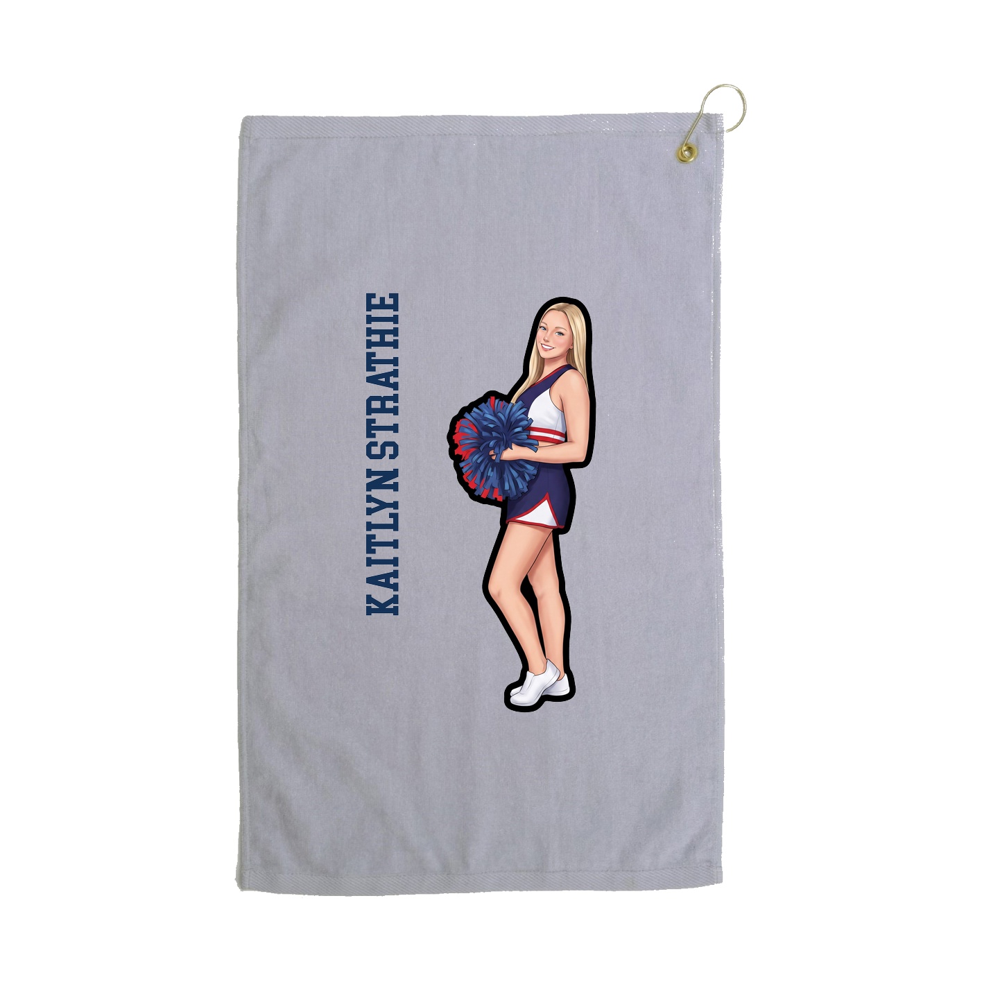 Golf Towel — Name Vertical in Grey