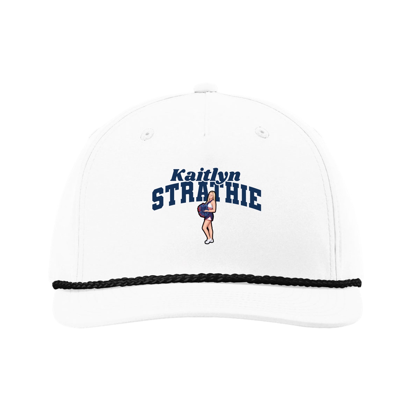 Five-Panel Classic Rope Cap — Signature Arch in White