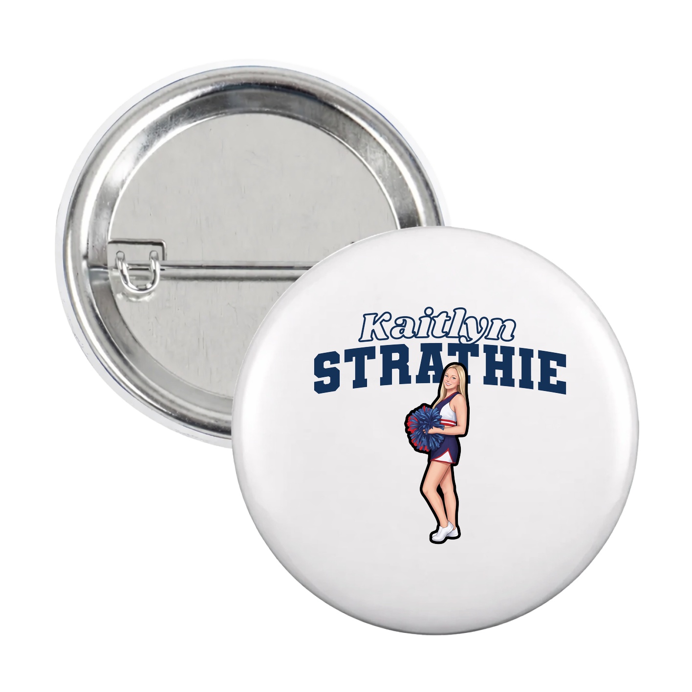 Game Day Button — Name Arch in White