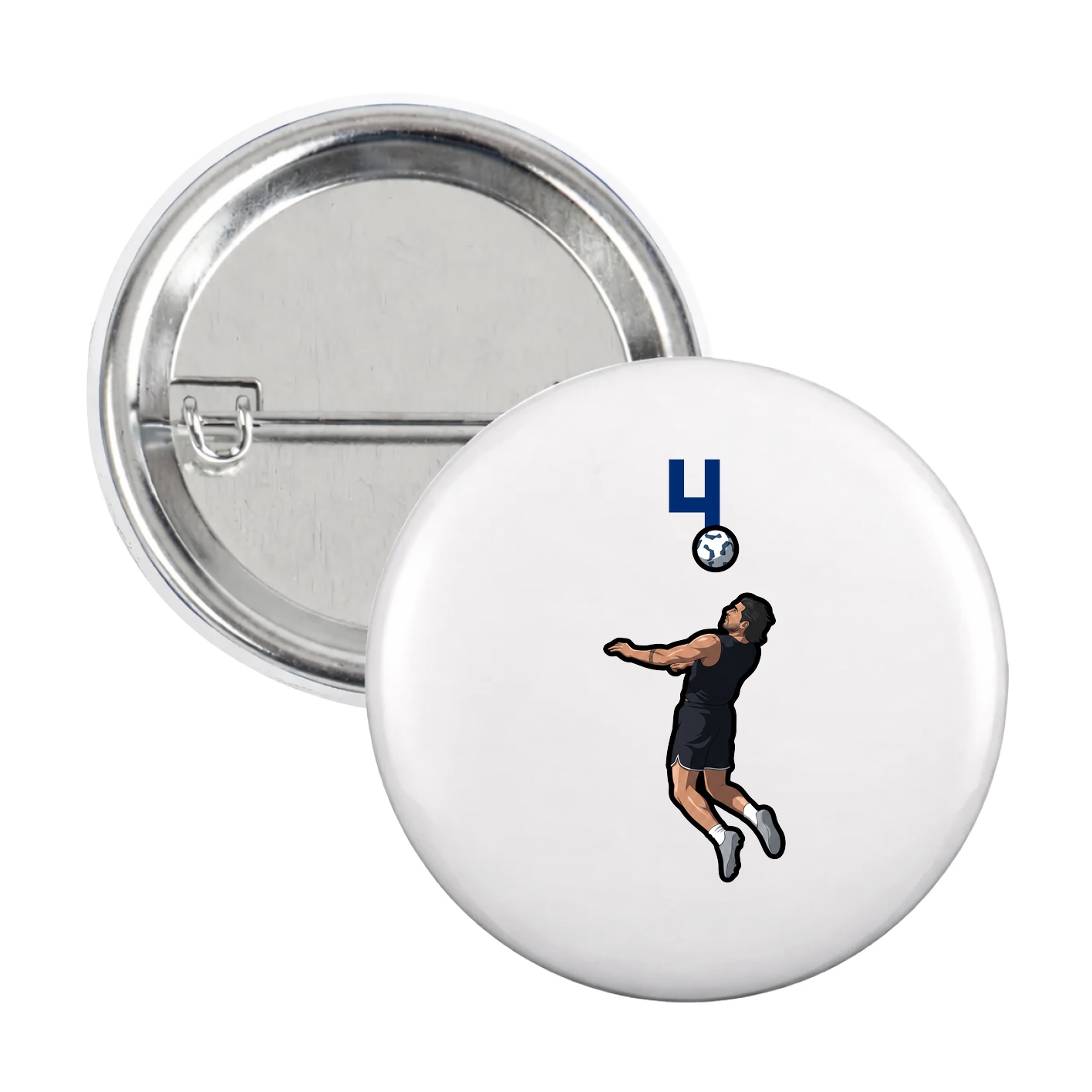 Game Day Button — Number Top in White