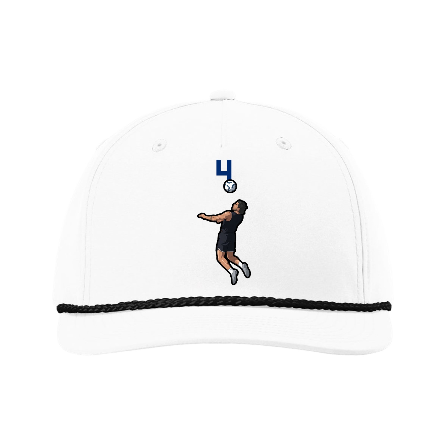 Five-Panel Classic Rope Cap — Number Top in White