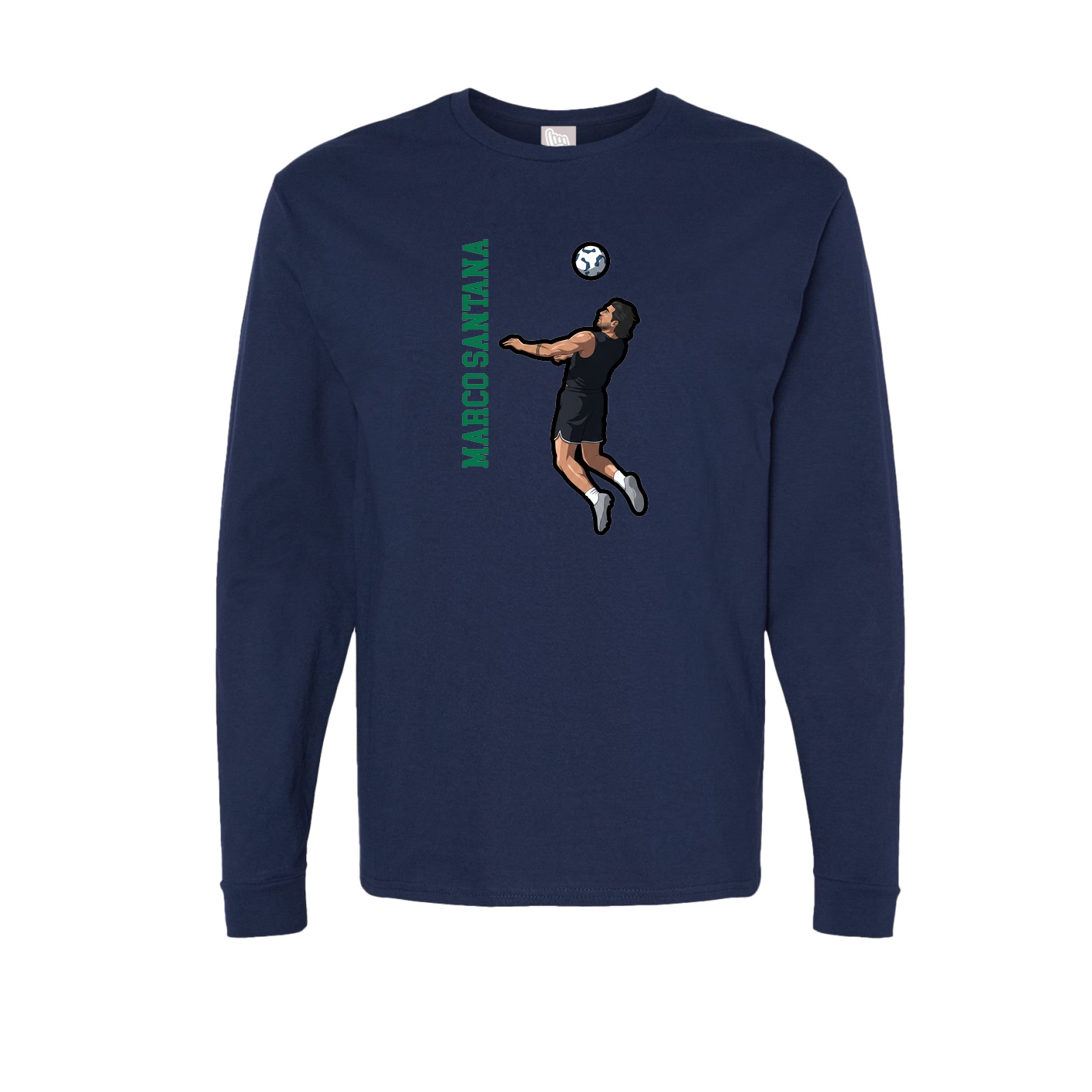 Long Sleeve Tee — Name Vertical in Navy