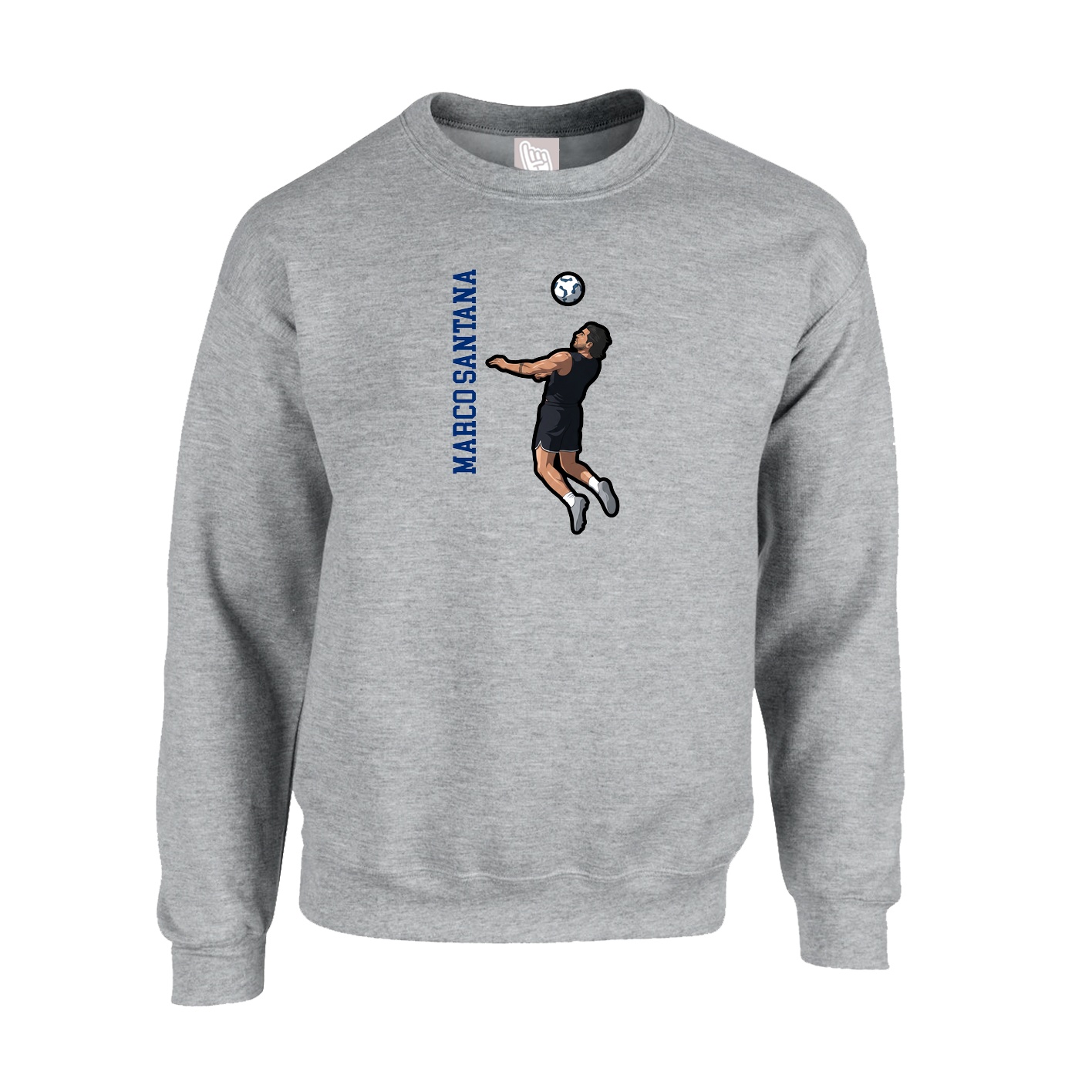 Fleece Crew — Name Vertical in Grey