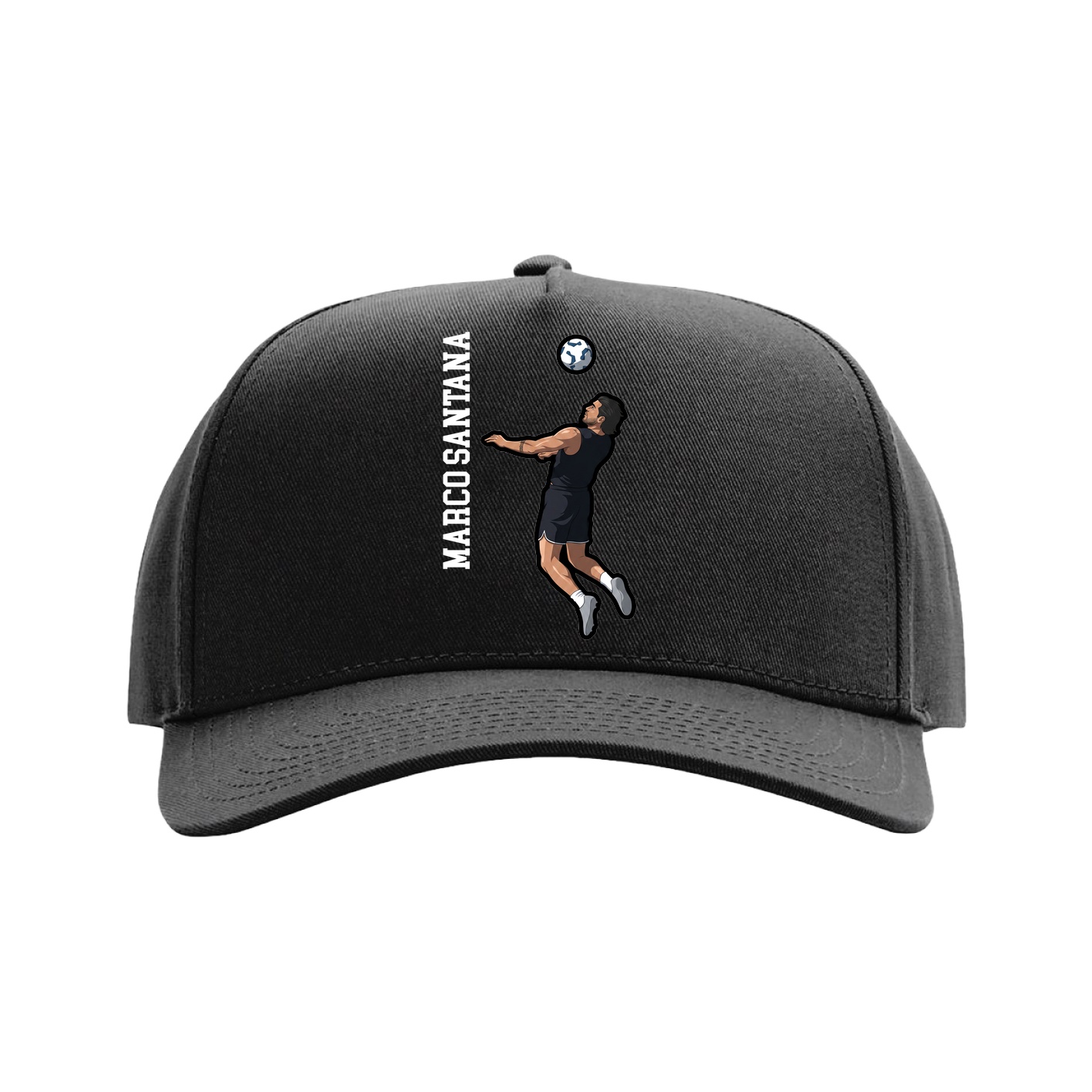 Full Fabric Five-Panel Champ Cap — Name Vertical in Black