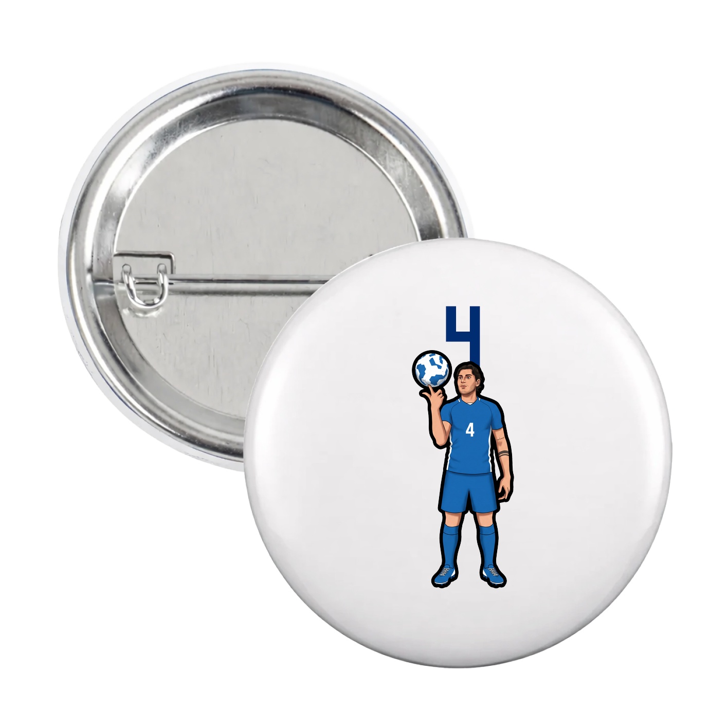 Game Day Button — Number Top in White