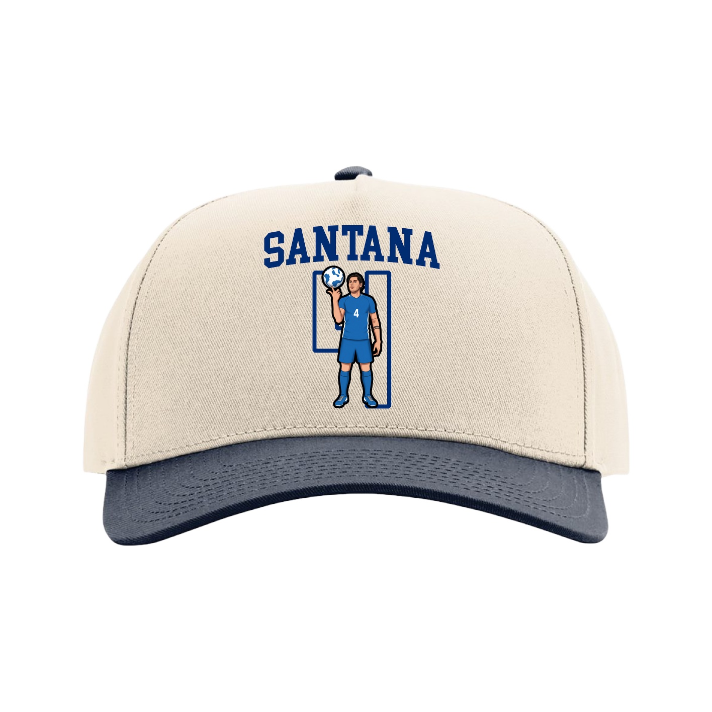 Full Fabric Five-Panel Champ Cap — Shirsey in Cream/Navy