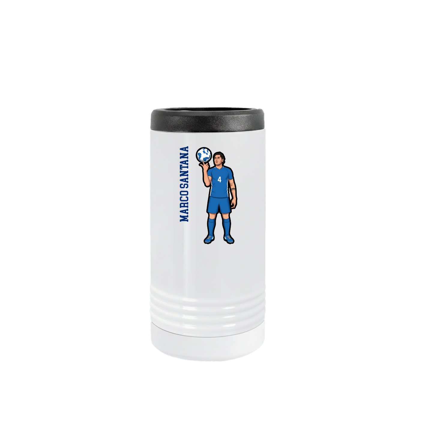 Slim Beverage Holder — Name Vertical in White