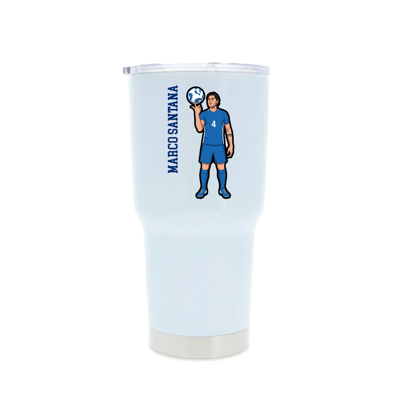 30oz Stainless Steel Tumbler — Name Vertical in White