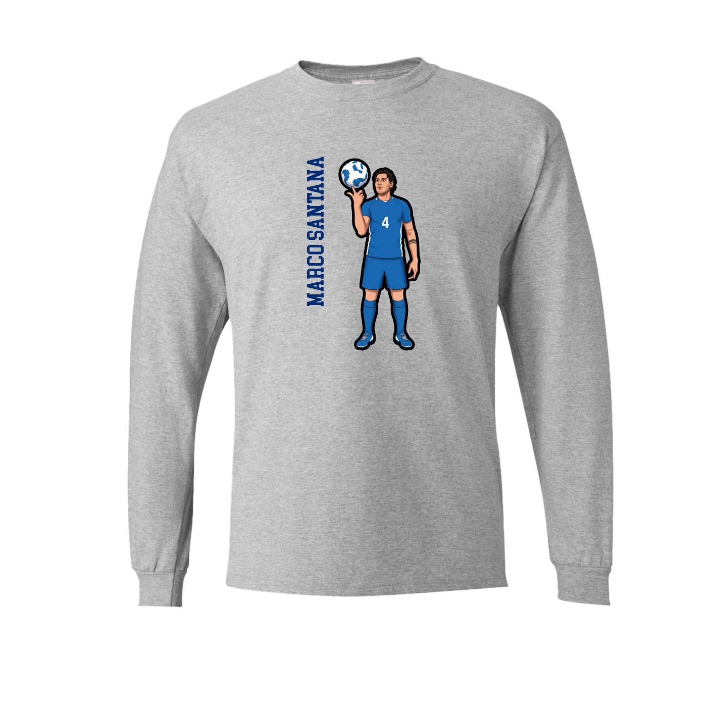 Long Sleeve Tee — Name Vertical in Grey
