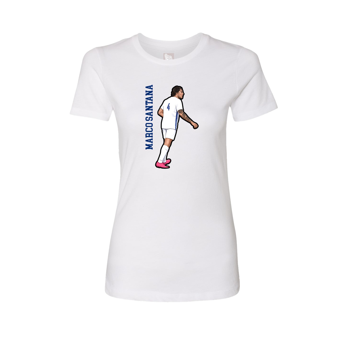 Fitted Women's Tee — Name Vertical in White