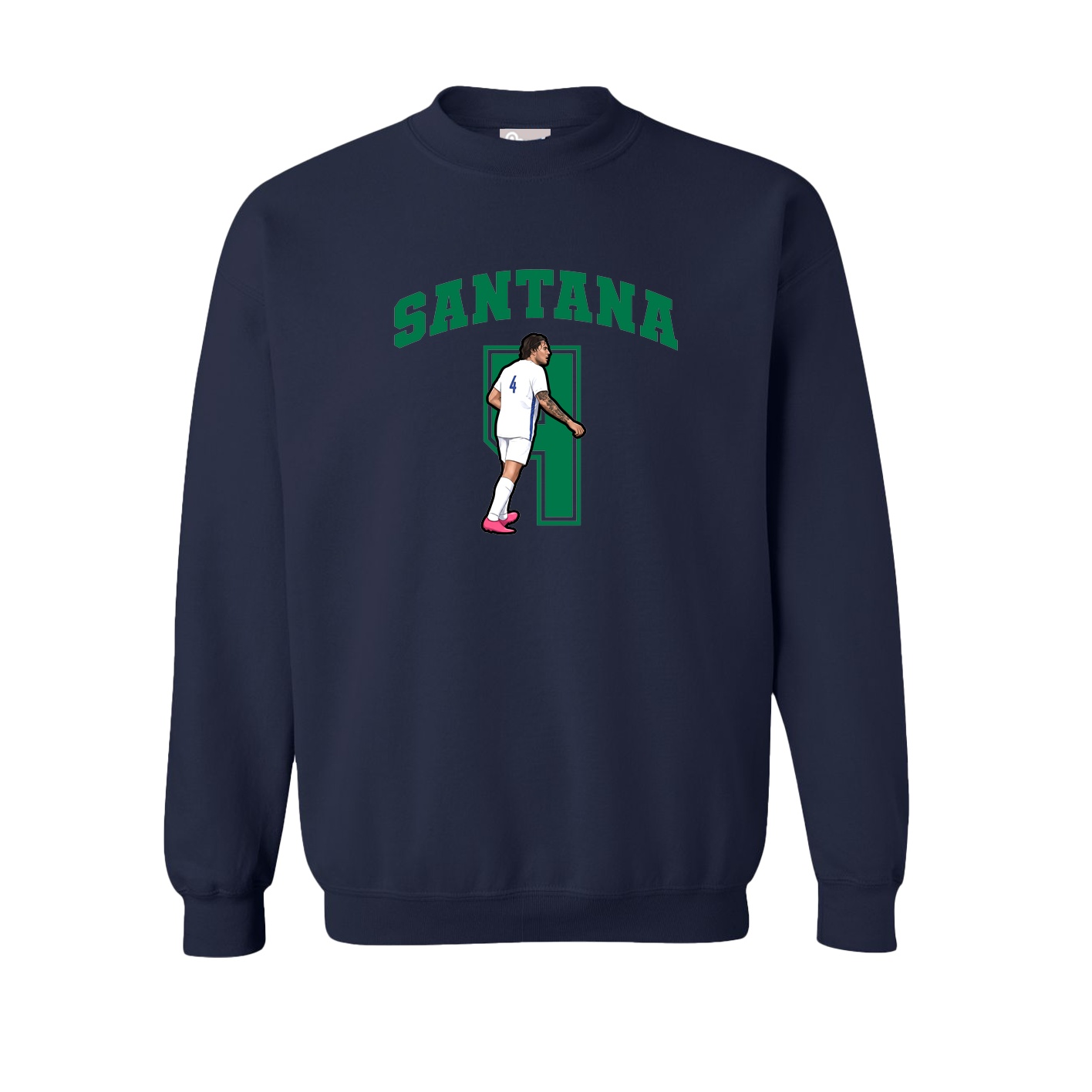 Fleece Crew — Number in Navy
