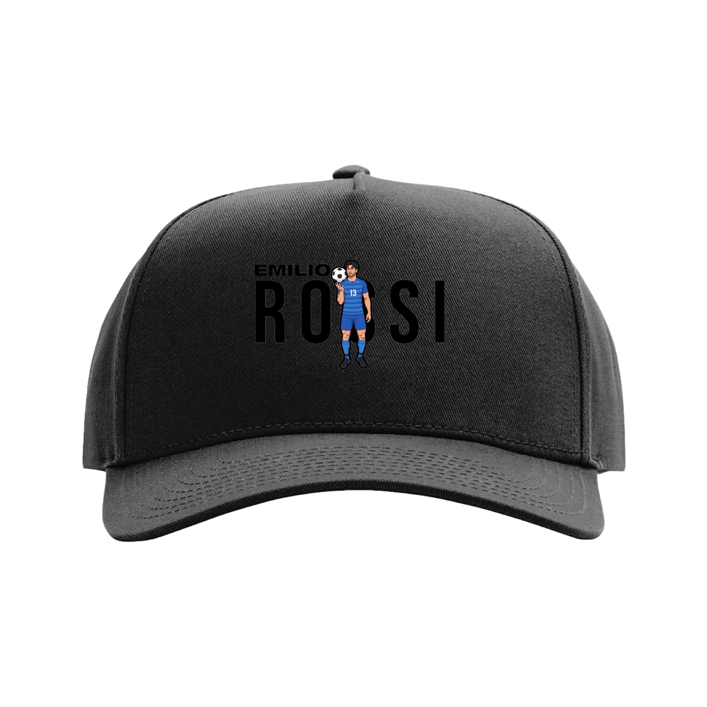 Full Fabric Five-Panel Champ Cap — Player Name in Black