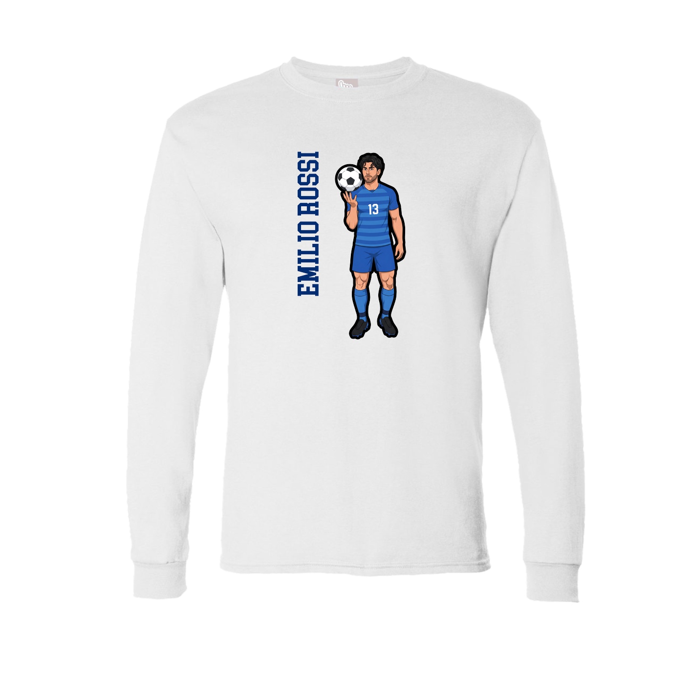 Long Sleeve Tee — Name Vertical in White