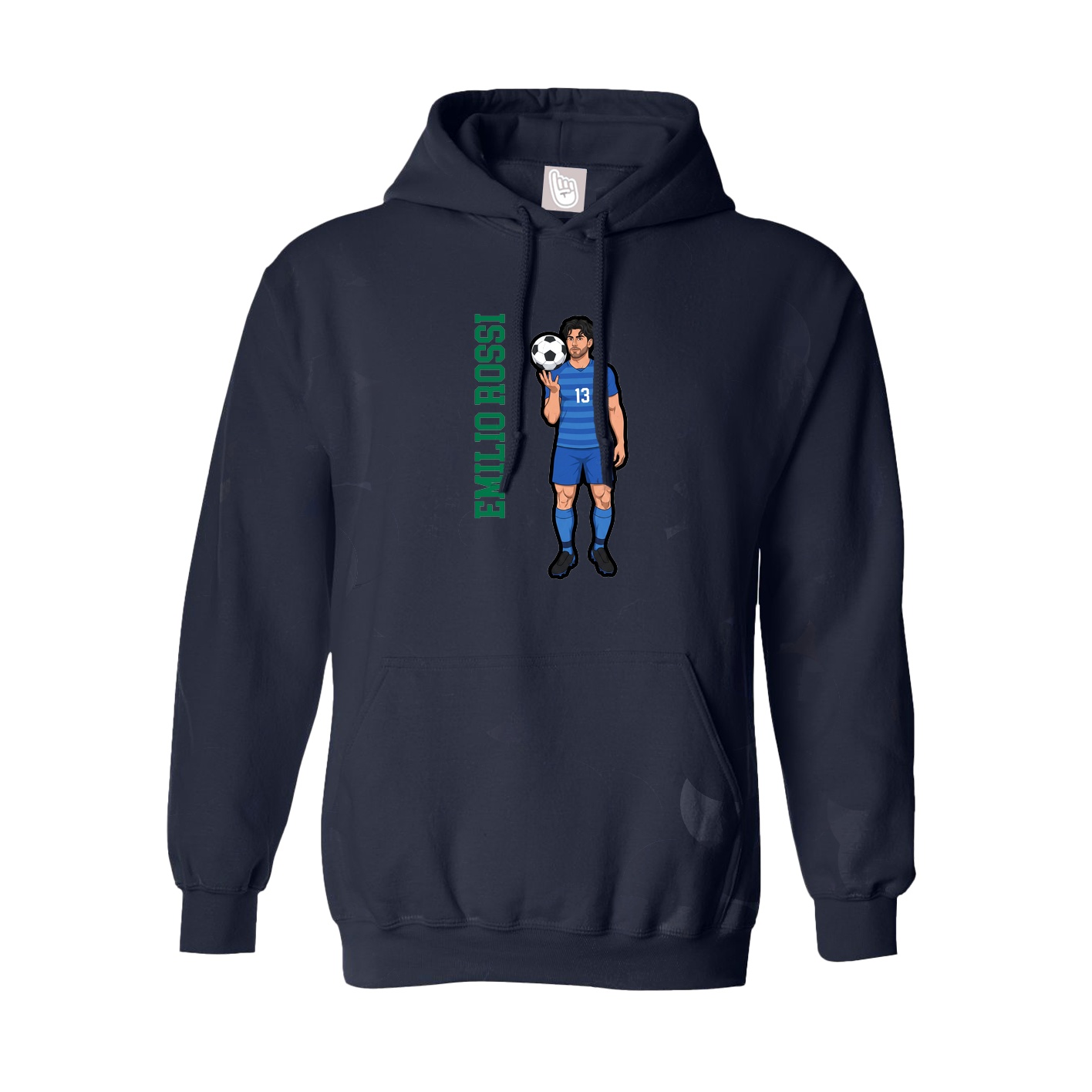 Hoodie — Name Vertical in Navy