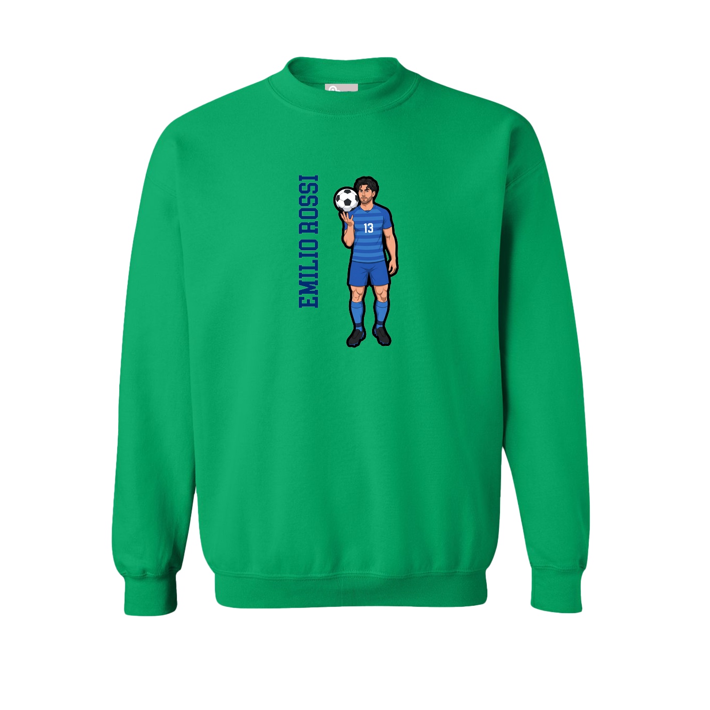 Fleece Crew — Name Vertical in Green
