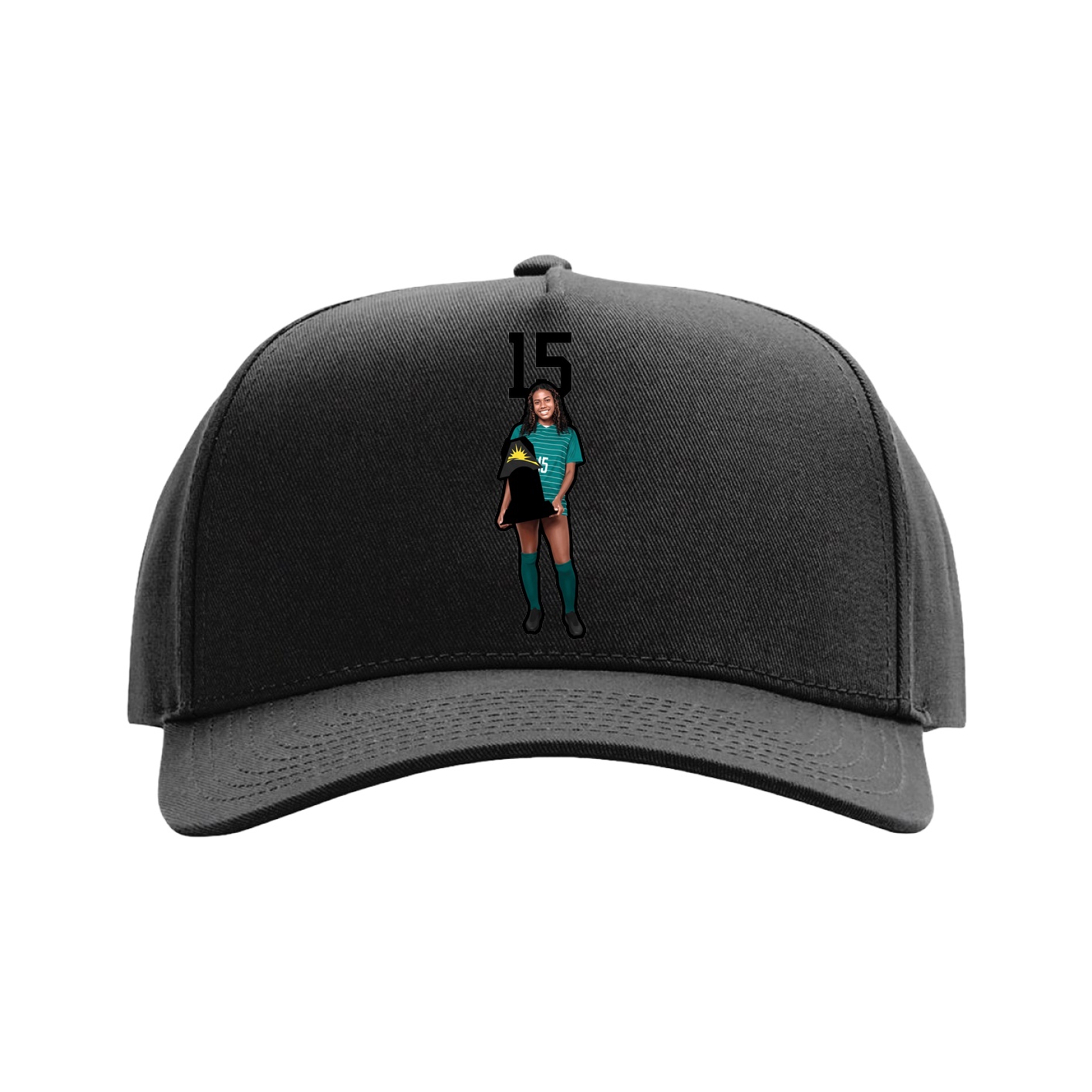 Full Fabric Five-Panel Champ Cap — Number Top in Black