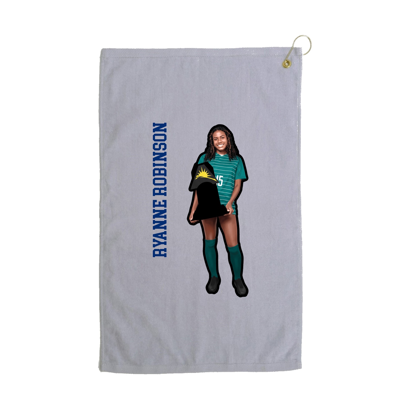 Golf Towel — Name Vertical in Grey
