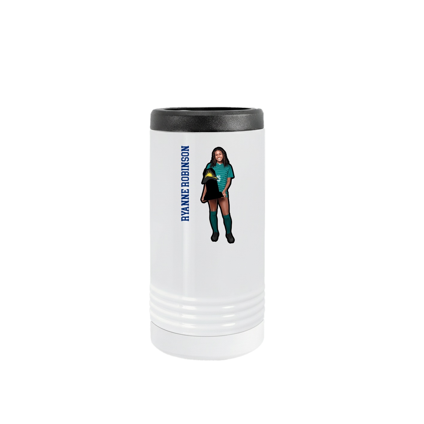 Slim Beverage Holder — Name Vertical in White
