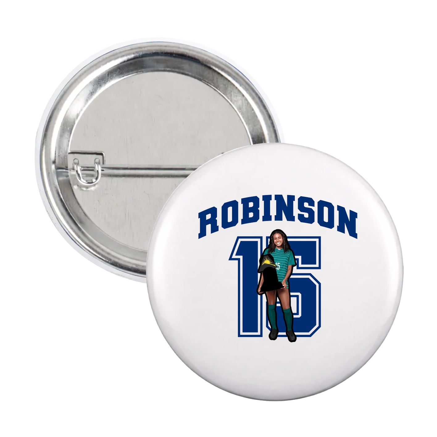 Game Day Button — Number in White
