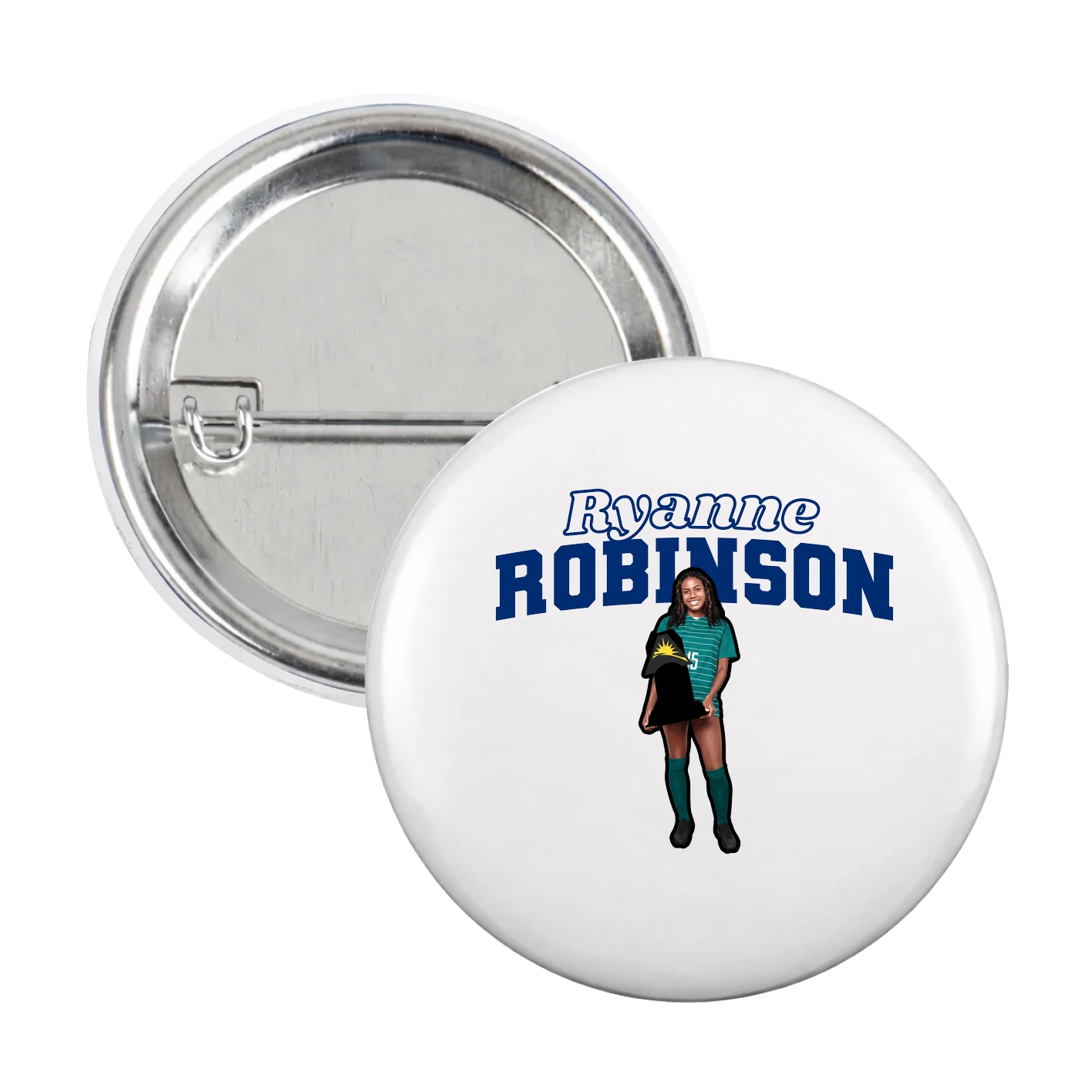 Game Day Button — Name Arch in White