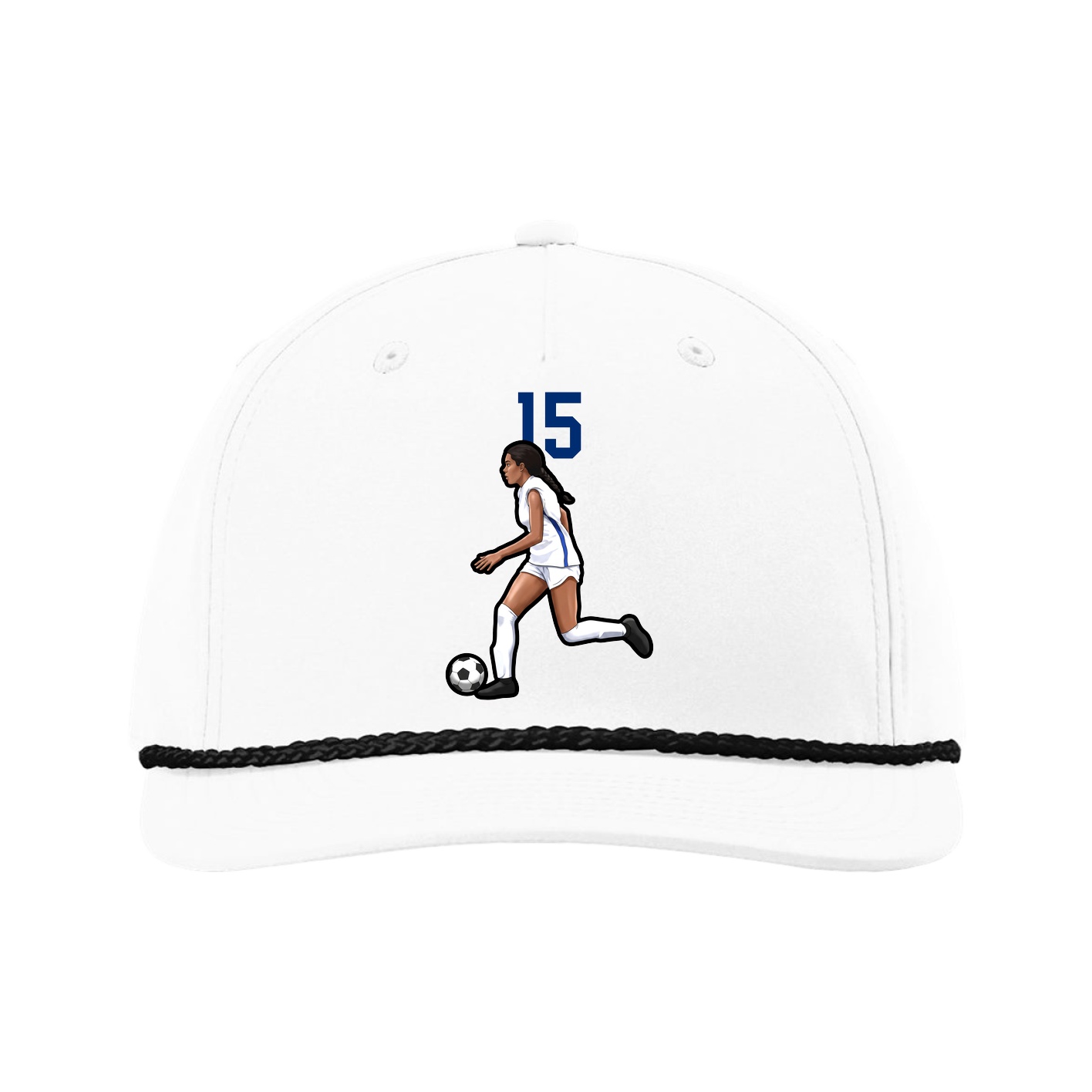Five-Panel Classic Rope Cap — Number Top in White
