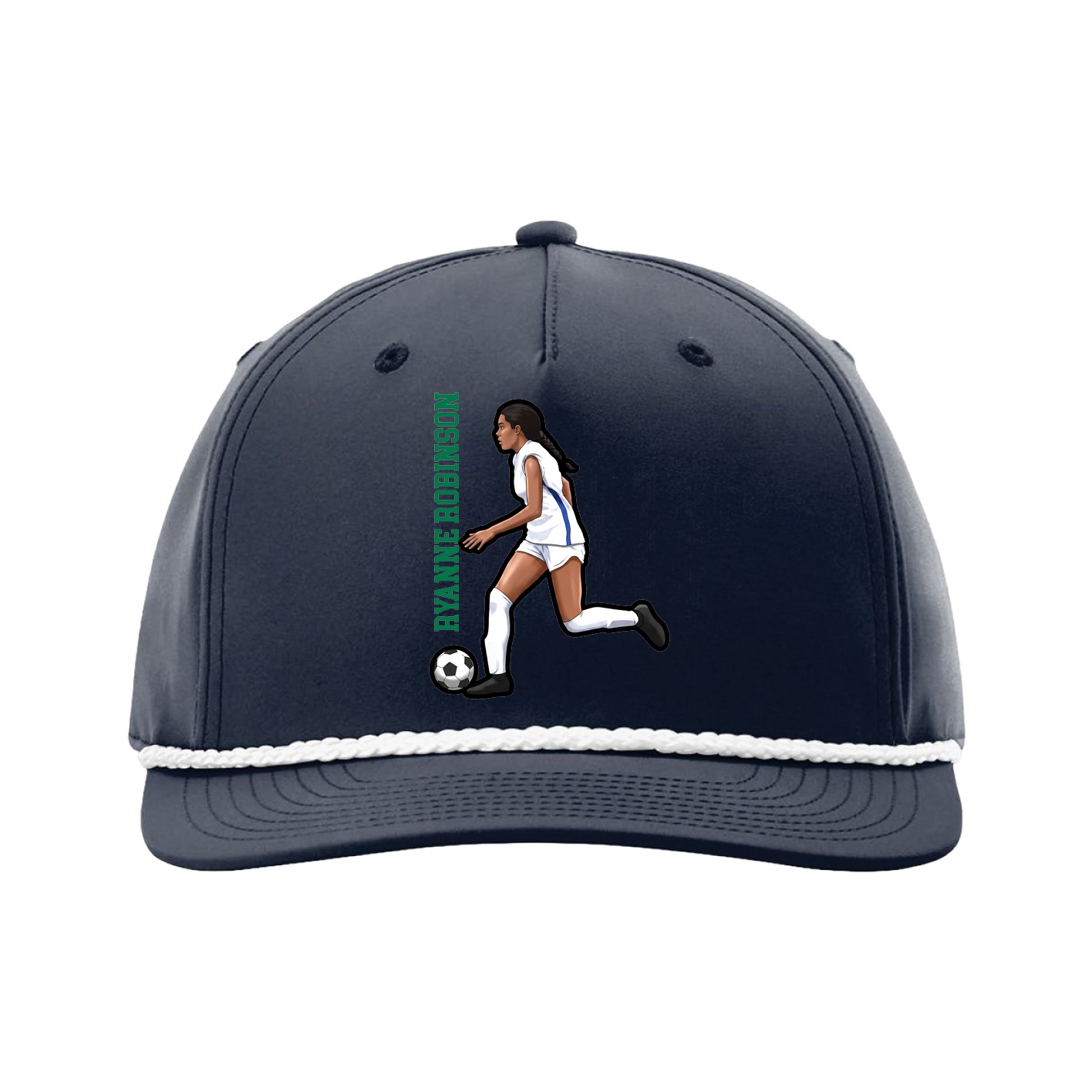 Five-Panel Classic Rope Cap — Name Vertical in Navy