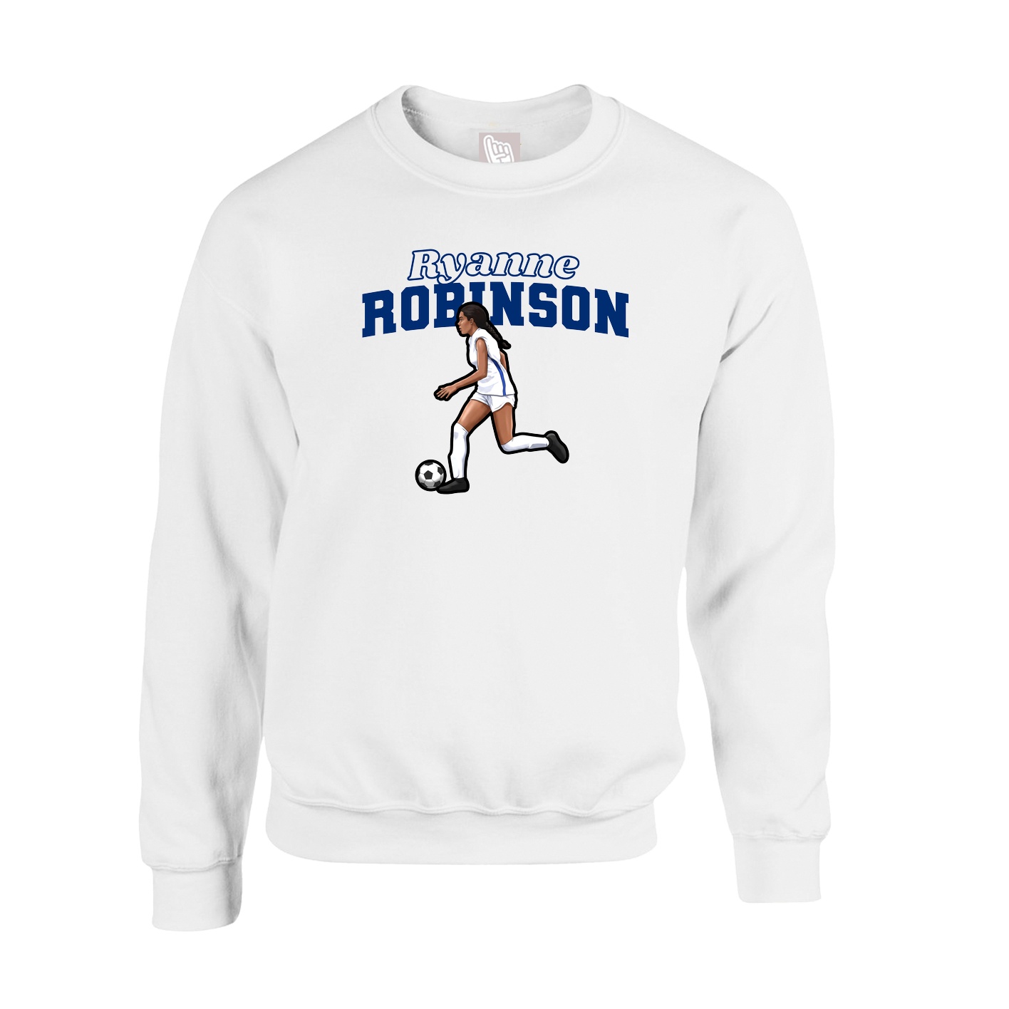 Fleece Crew — Name Arch in White