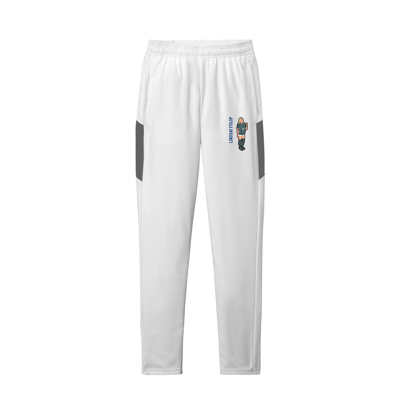 Team Travel Pant — Name Vertical in White/Grey