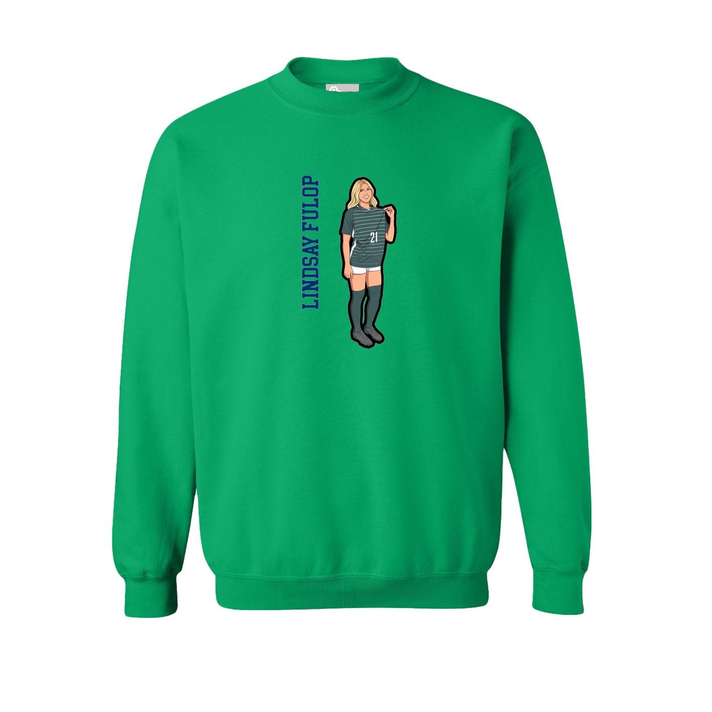Fleece Crew — Name Vertical in Green