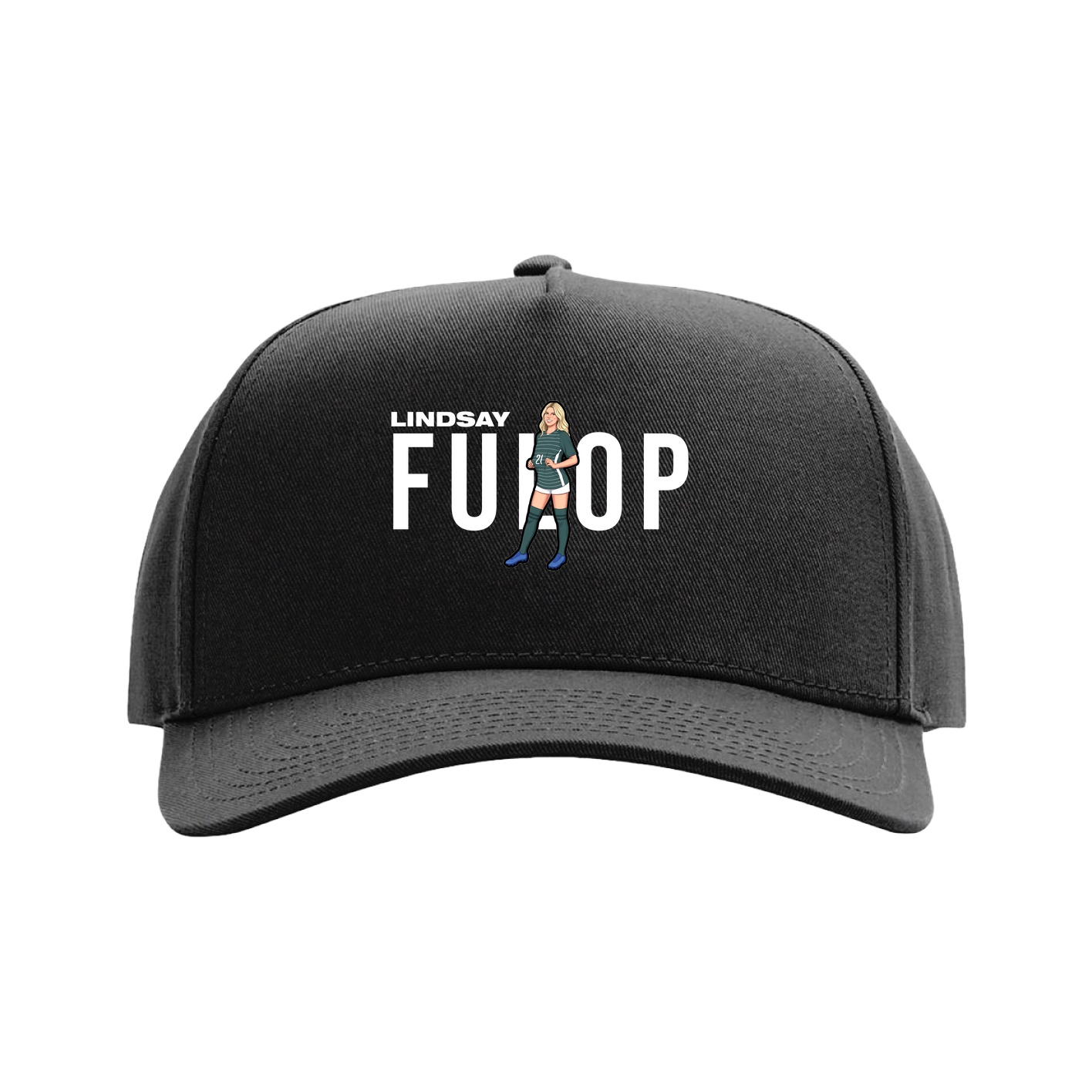Full Fabric Five-Panel Champ Cap — Player Name in Black
