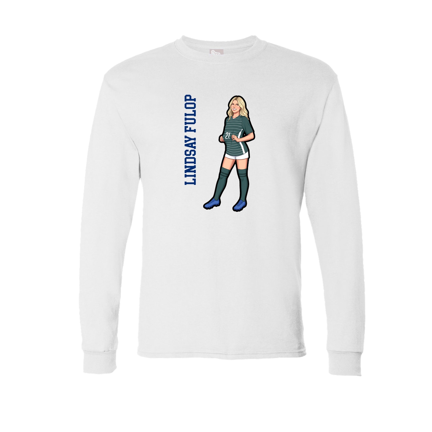 Long Sleeve Tee — Name Vertical in White