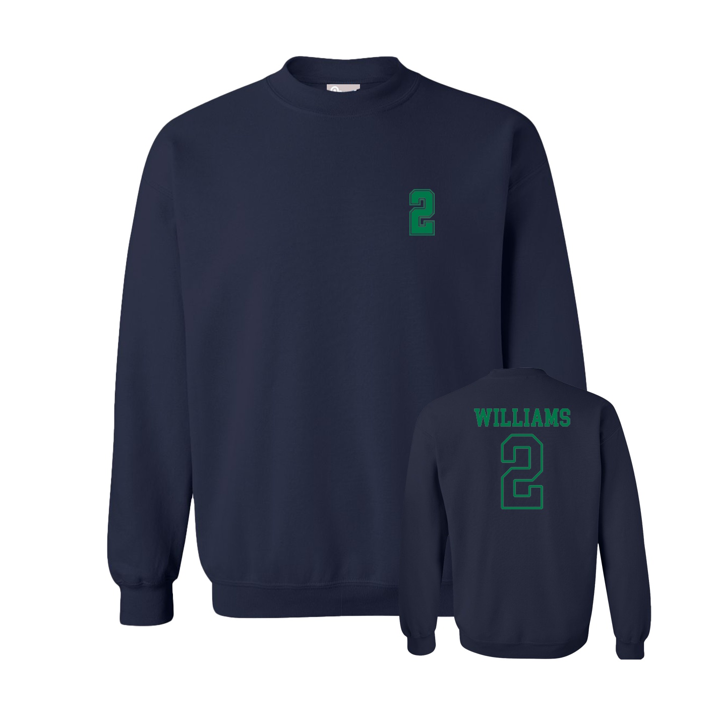 Fleece Crew — Chest Back in Navy