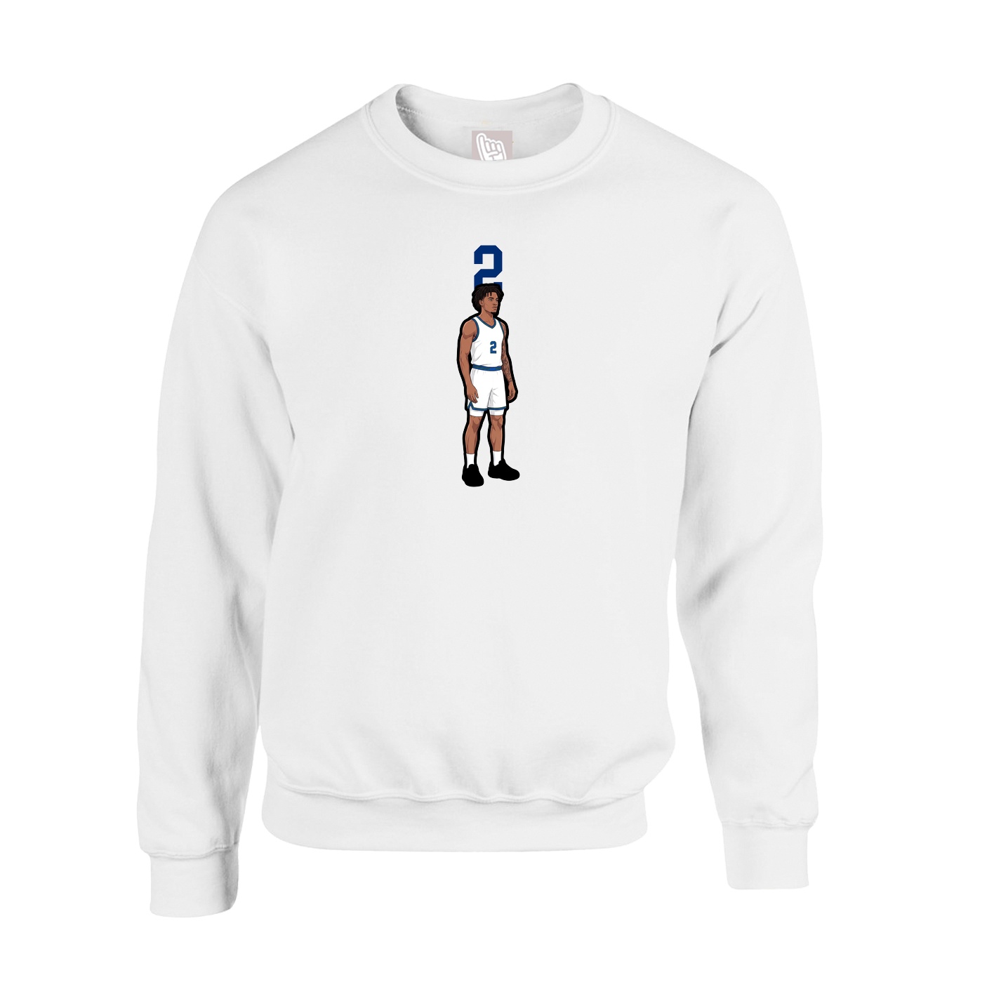 Fleece Crew — Number Top in White