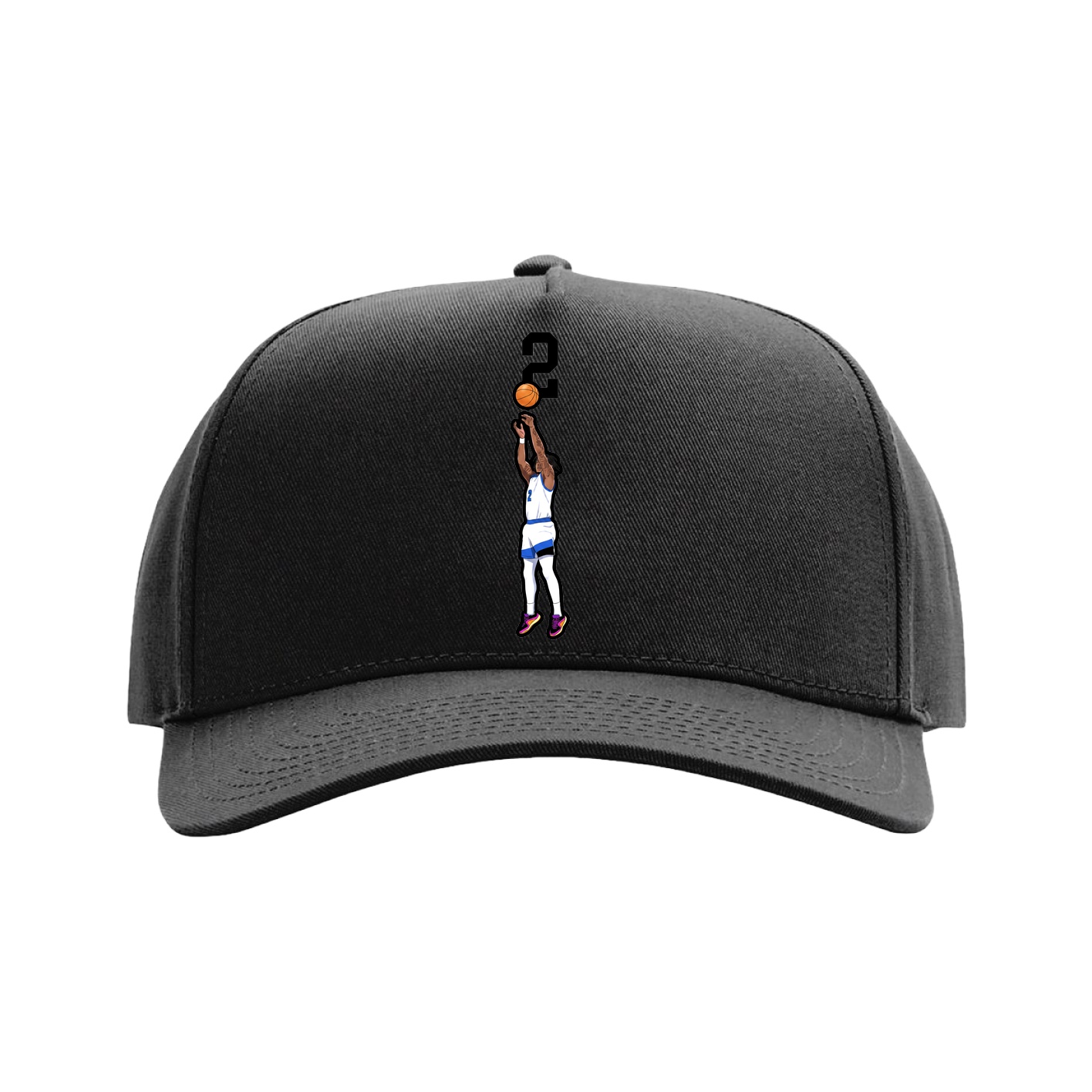Full Fabric Five-Panel Champ Cap — Number Top in Black
