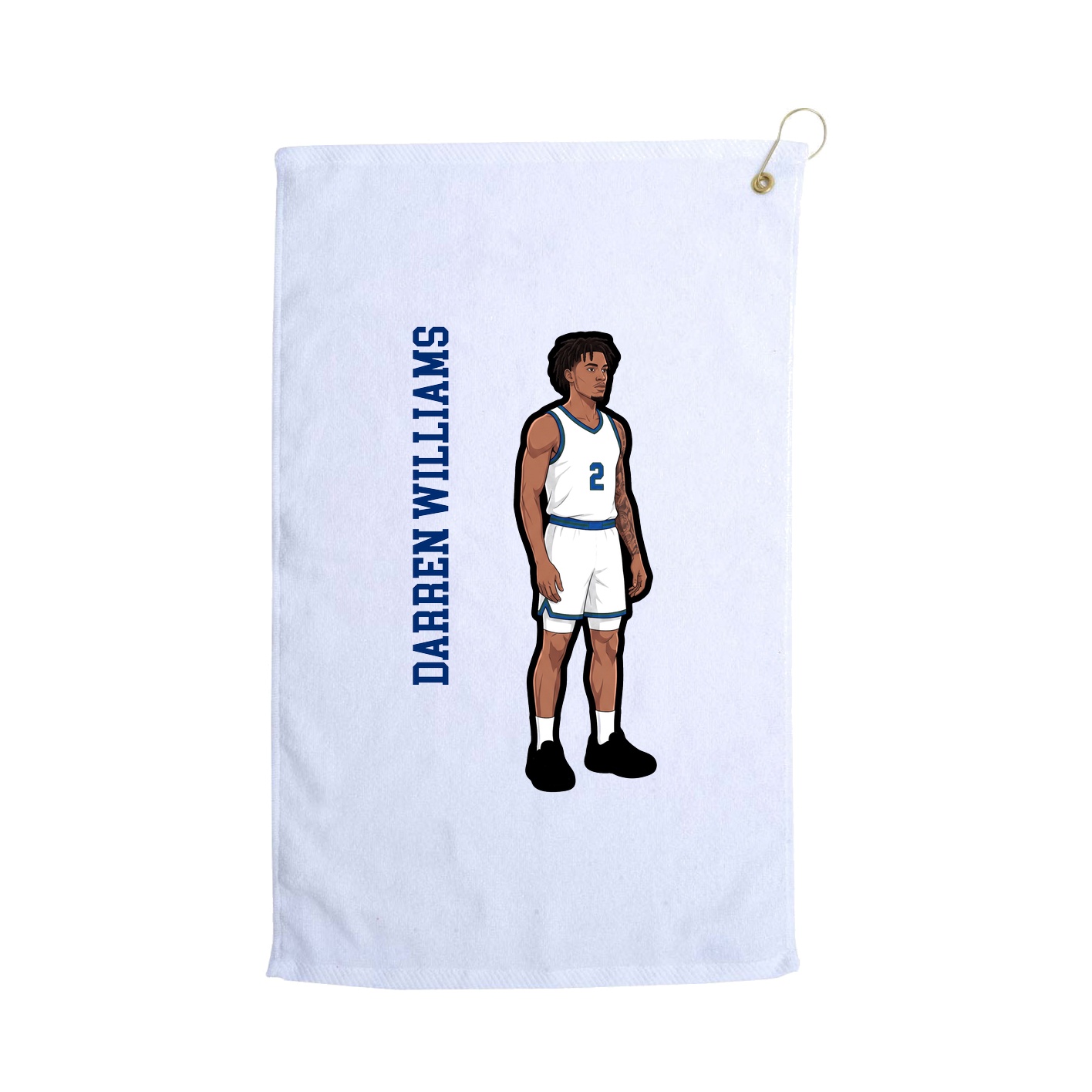 Golf Towel — Name Vertical in White