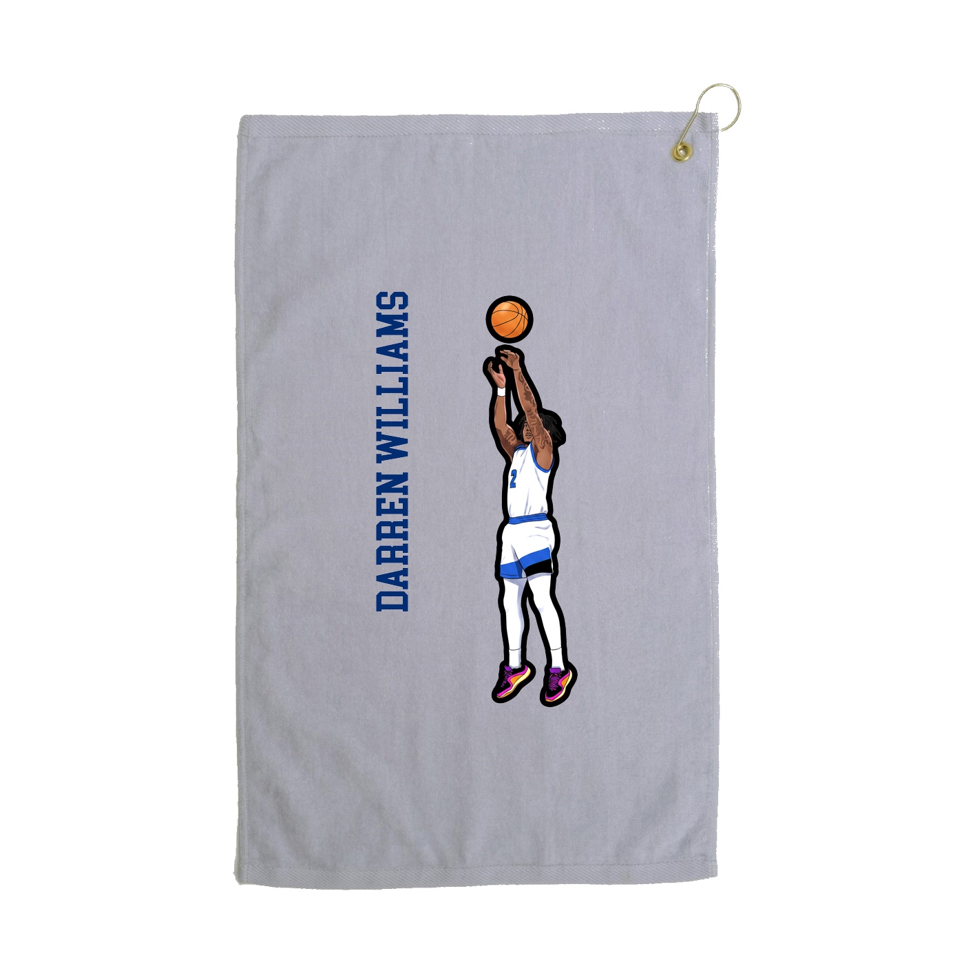Golf Towel — Name Vertical in Grey
