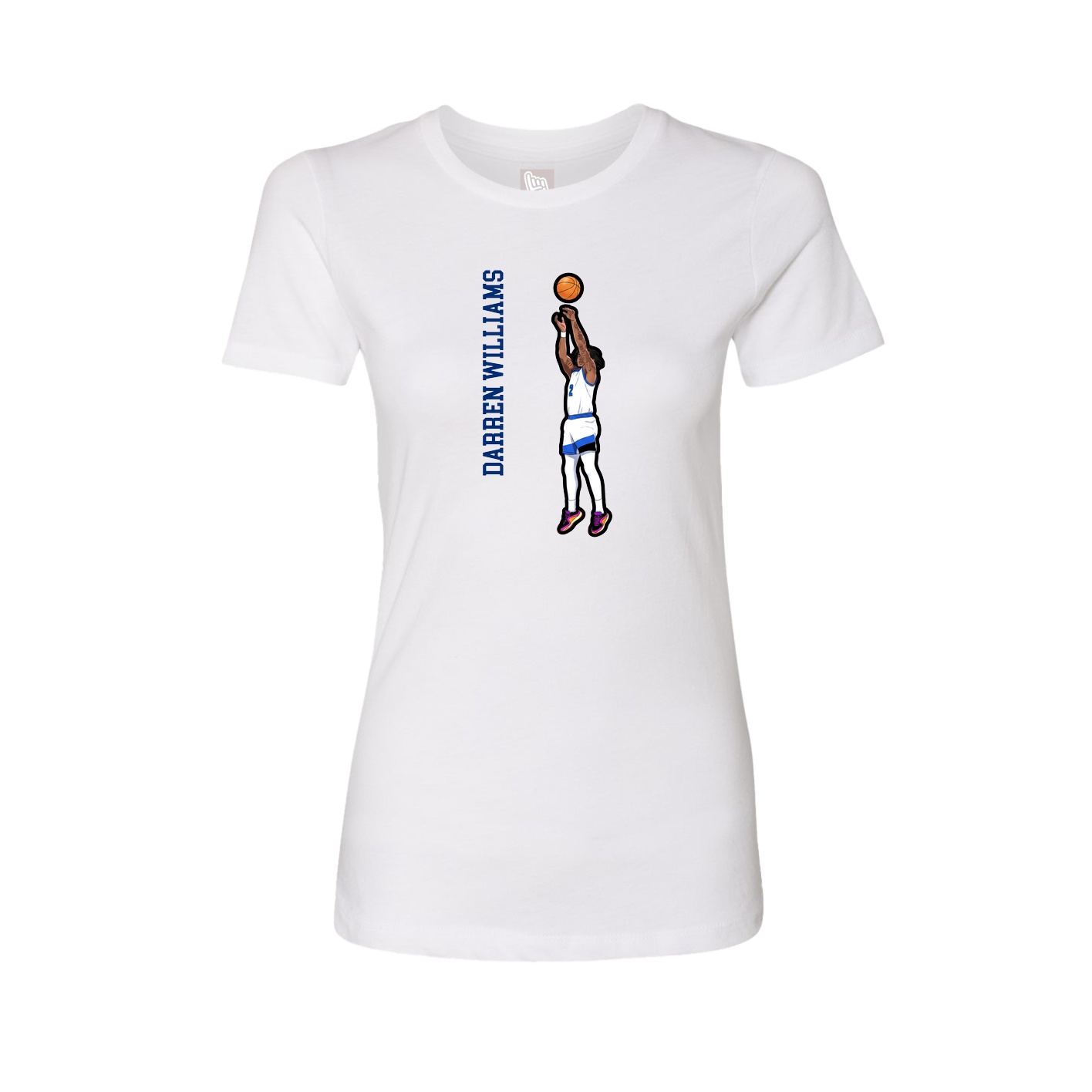 Fitted Women's Tee — Name Vertical in White