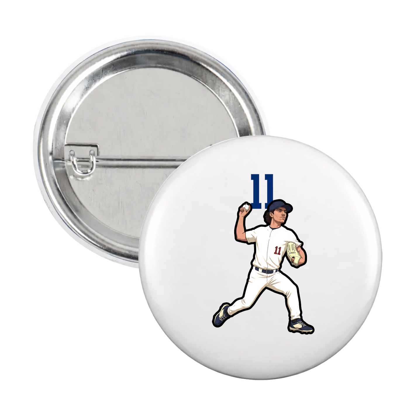 Game Day Button — Number Top in White