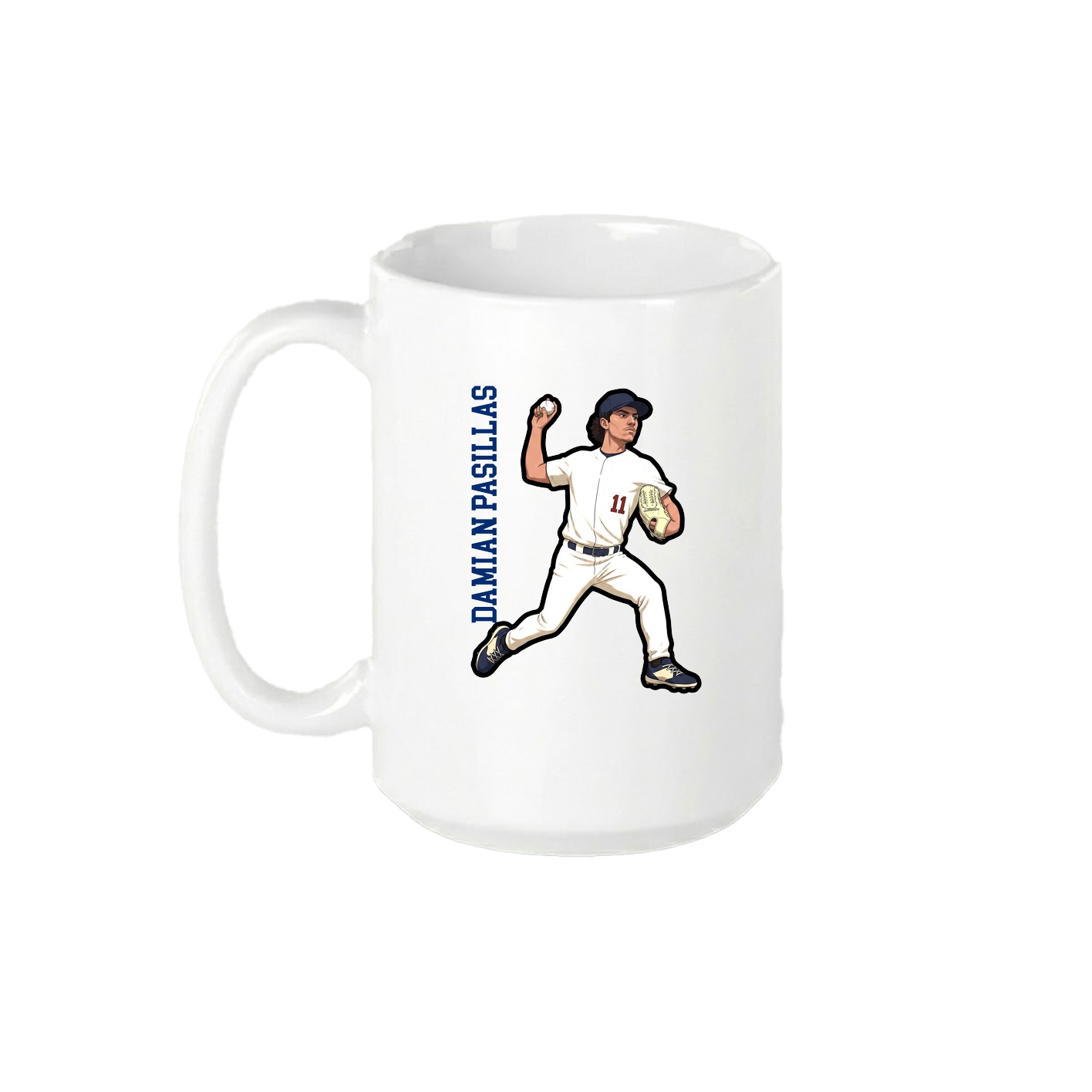 15oz Coffee Mug — Name Vertical in White