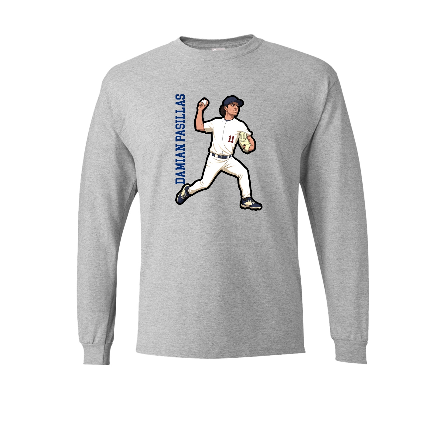 Long Sleeve Tee — Name Vertical in Grey