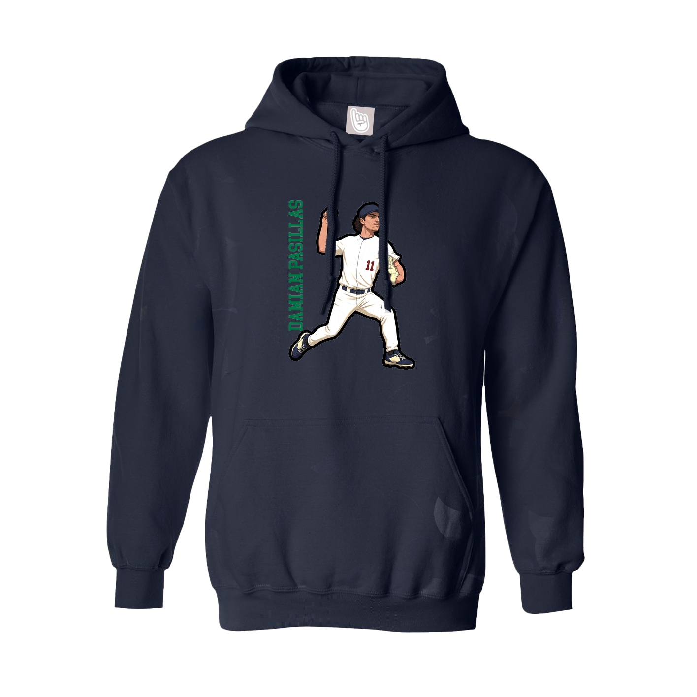 Hoodie — Name Vertical in Navy