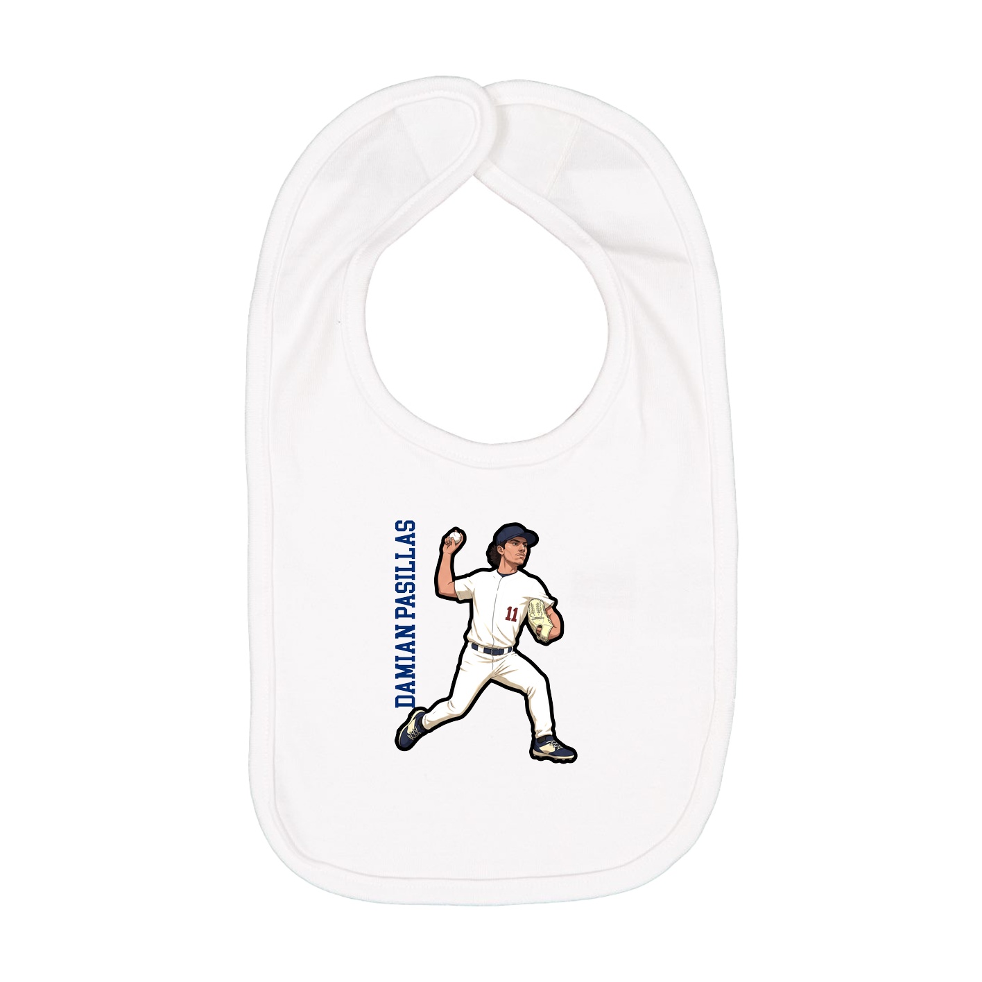 Infant Bib — Name Vertical in White
