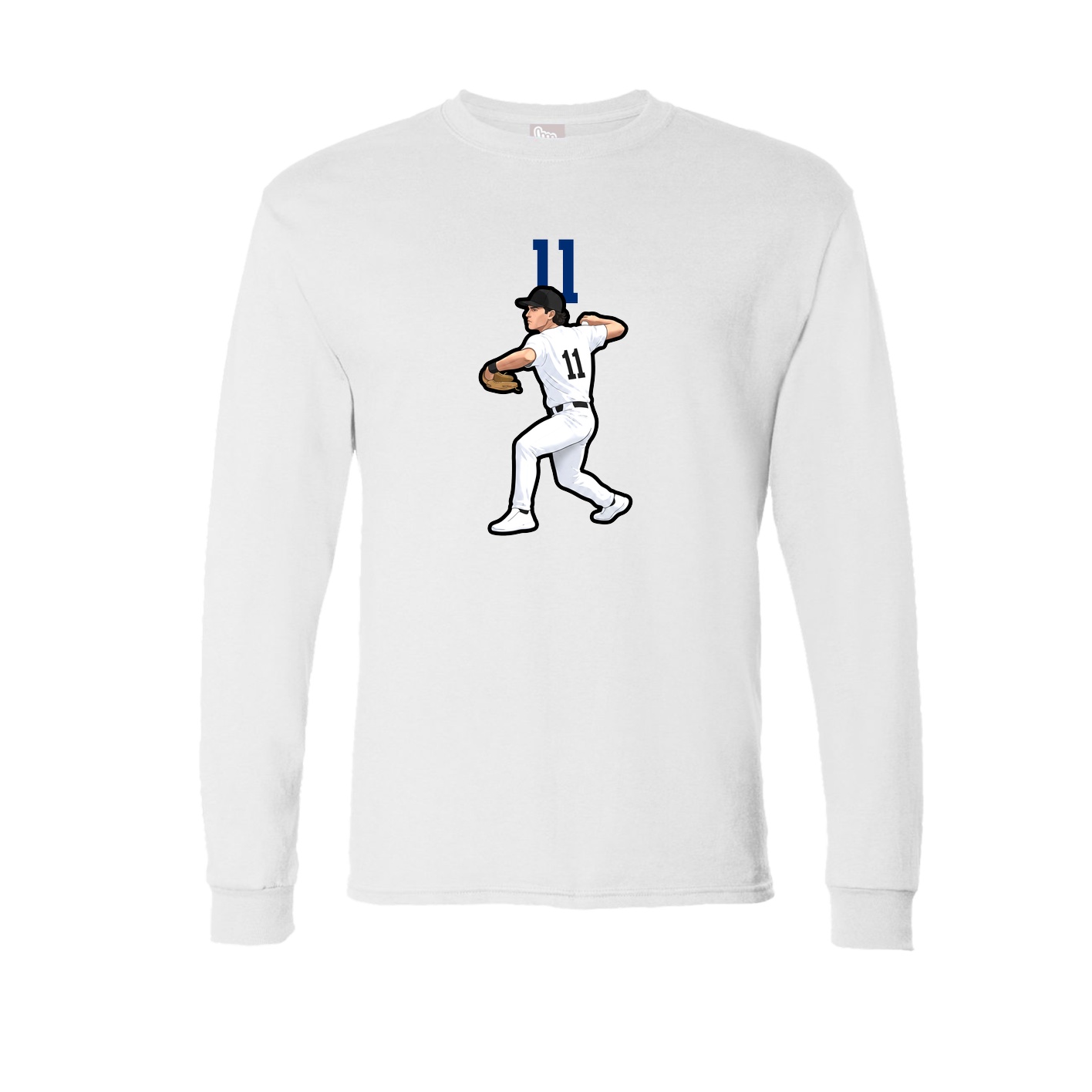 Long Sleeve Tee — Number Top in White