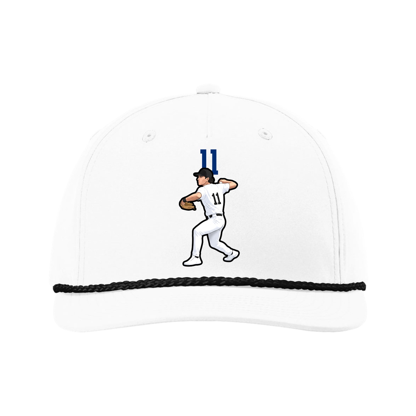 Five-Panel Classic Rope Cap — Number Top in White