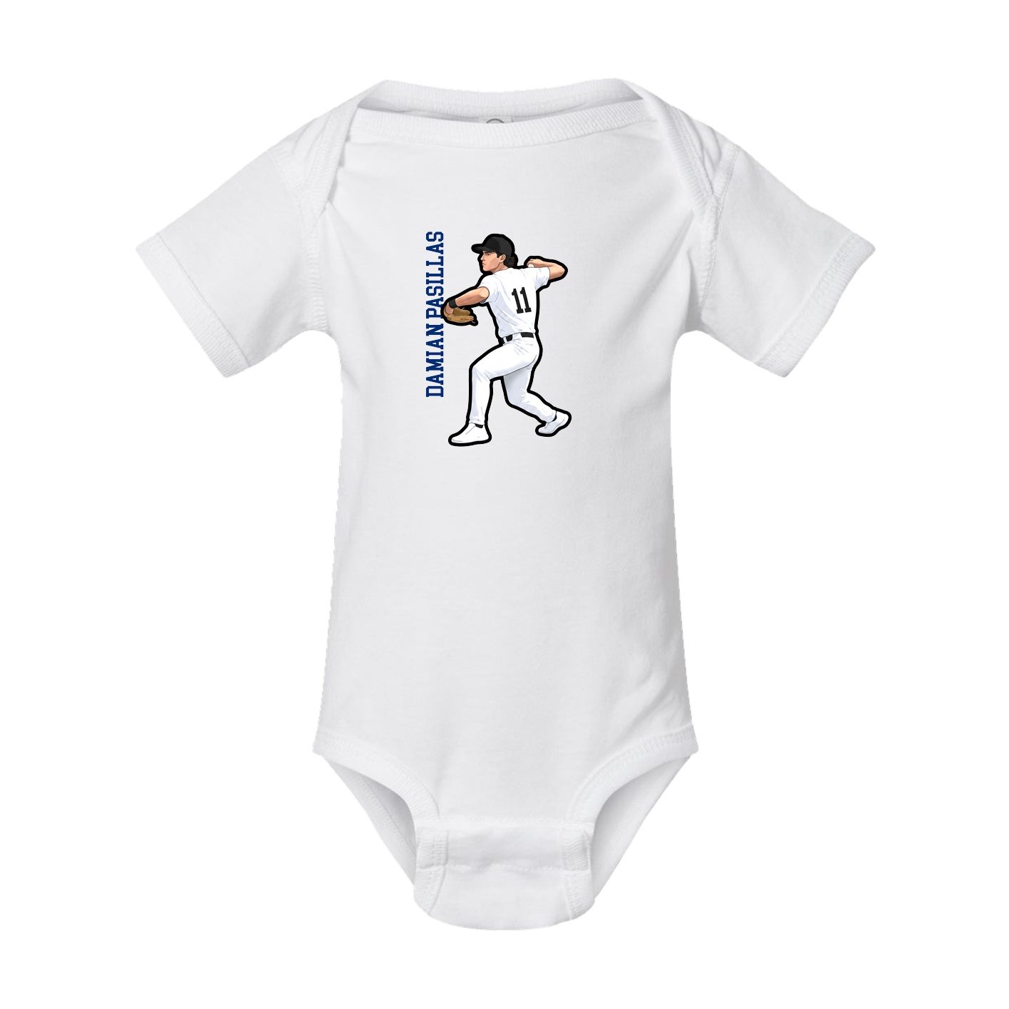 Baby Onesie — Name Vertical in White
