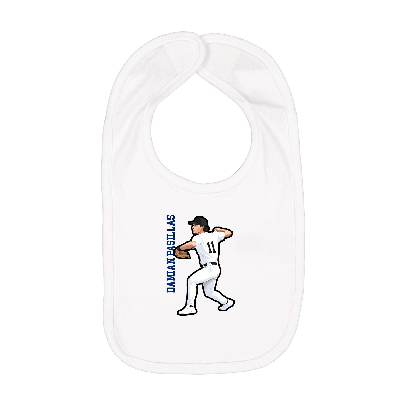 Infant Bib — Name Vertical in White