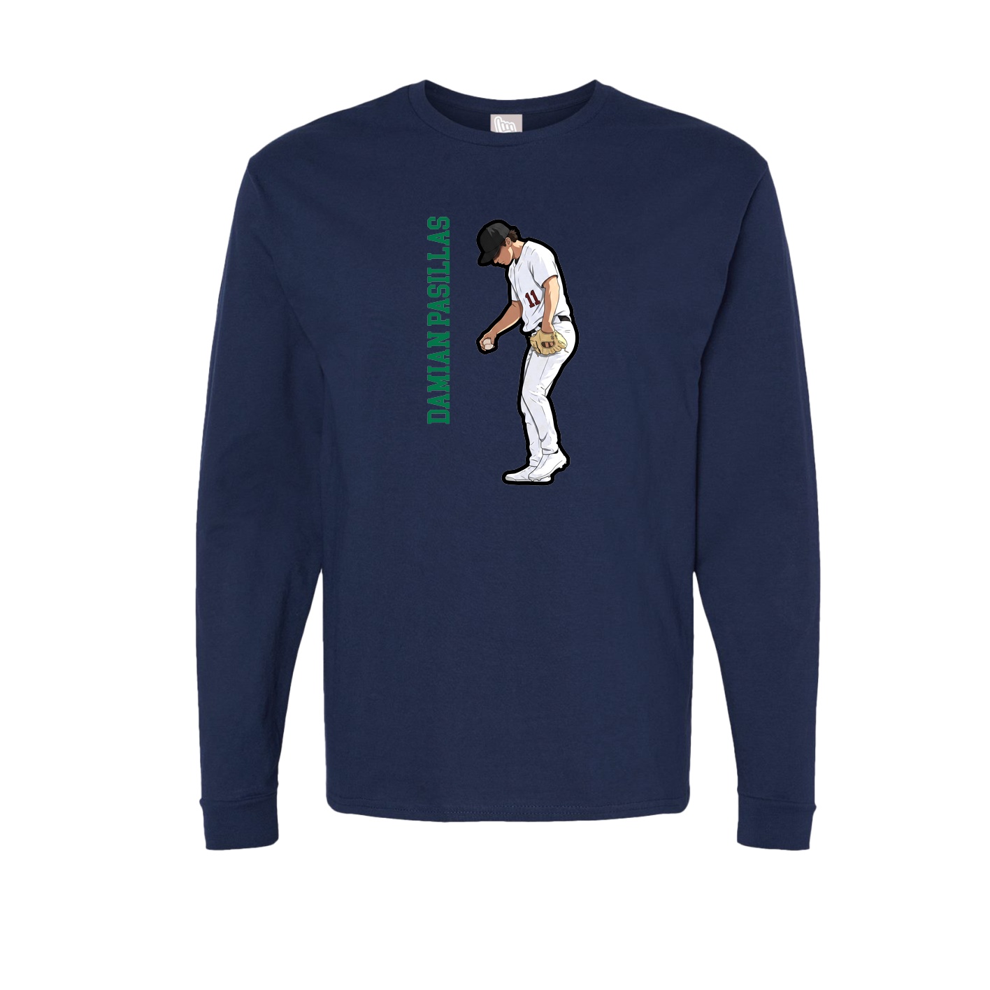 Long Sleeve Tee — Name Vertical in Navy