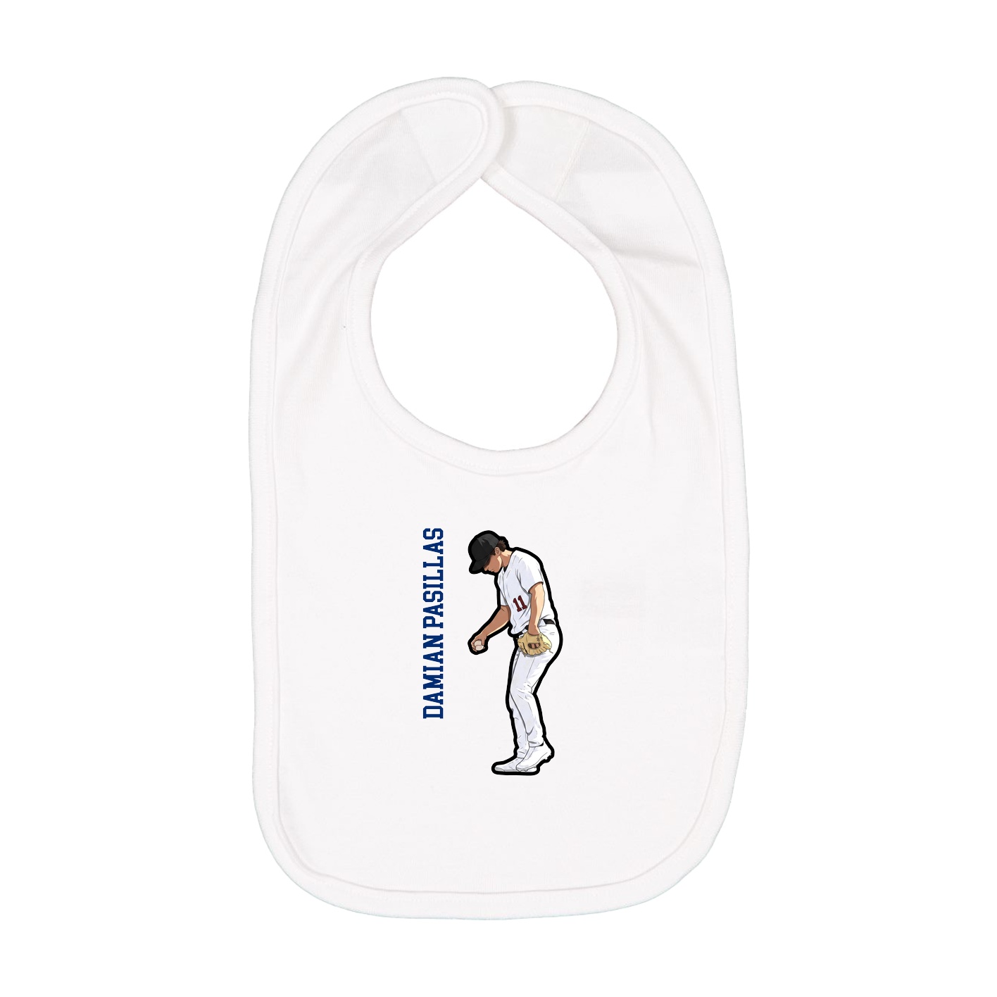 Infant Bib — Name Vertical in White