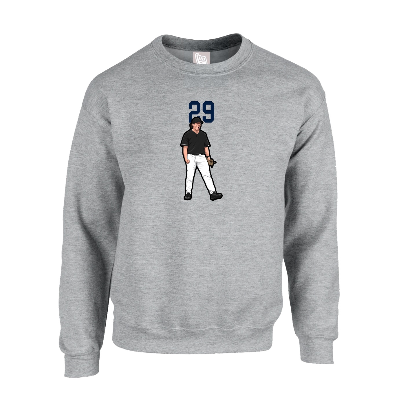 Fleece Crew — Number Top in Grey